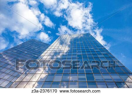 Stock Image - Office skyscraper in La D? fense, the high-rise business district west of Paris, France.. Fotosearch