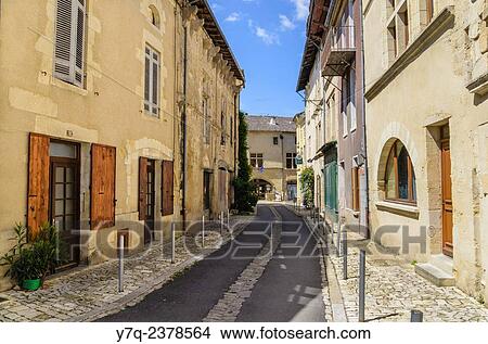 Old cobbled street in the Medieval town of Saint-Macaire, Gironde, France. View Large Photo Image Picture - Old cobbled street in the Medieval town of Saint-Macaire, Gironde, France.. Fotosearch