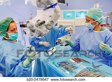 Stock Photo - Operating room, Brain operation, Neurosurgery, Hospital Donostia, San Sebastian, Gipuzkoa, Basque Country, Spain. Fotosearch