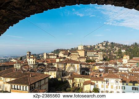 Panoramic of Bergamo upper city, Italy. View Large Photo Image Stock Image - Panoramic of Bergamo upper city, Italy.. Fotosearch