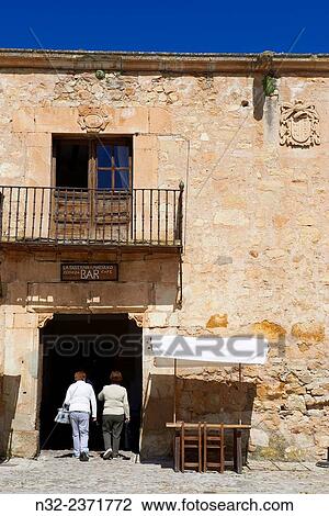 Stock Image - Plaza Mayor (Main Square), Pedraza, Segovia Province, Castille Leon, Spain.. Fotosearch