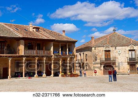 Plaza Mayor (Main Square), Pedraza, Segovia Province, Castille Leon, Spain. View Large Photo Image Stock Photograph - Plaza Mayor (Main Square), Pedraza, Segovia Province, Castille Leon, Spain.. Fotosearch