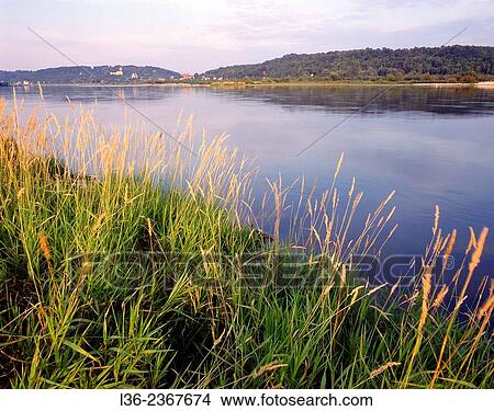 Poland. Vistula (Wisla) river. Historic town Kazimierz Dolny on the other side of the river. View Large Photo Image Picture - Poland. Vistula (Wisla) river. Historic town Kazimierz Dolny on the other side of the river.. Fotosearch