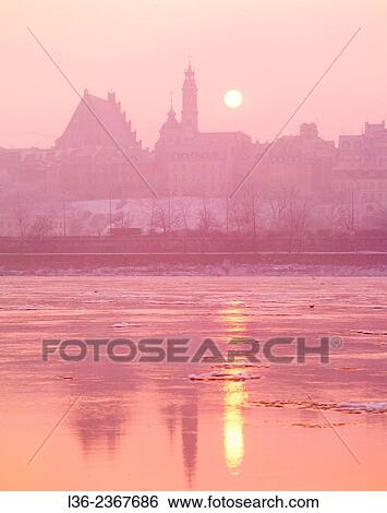 Poland. Warsaw. Old Town seen from the other side of Vistula river. The cathedral. View Large Photo Image Stock Photograph - Poland. Warsaw. Old Town seen from the other side of Vistula river. The cathedral.. Fotosearch
