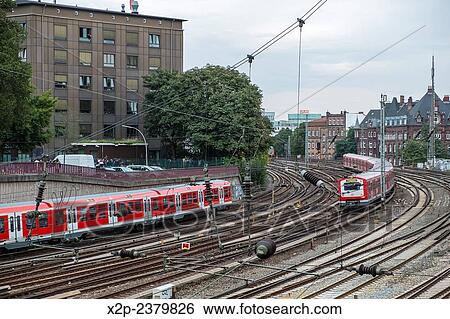 Railways in Hamburg, Germany. View Large Photo Image Stock Photograph - Railways in Hamburg, Germany.. Fotosearch
