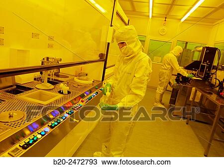 Stock Image - Ramgraber solvent wetbench / EVG mask aligner. Photolithography Room. Cleanroom. Nanotechnology. Laboratory. CIC nanoGUNE Nano science Cooperative Research Center. Donostia. San Sebastian. Gipuzkoa. Basque Country. Spain.. Fotosearch