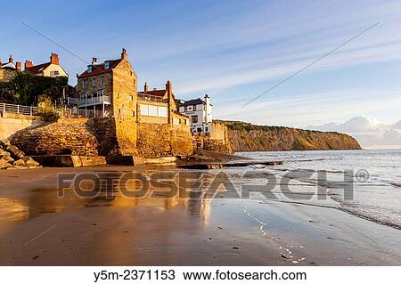 Stock Image - Robin HoodÆs Bay a small fishing village and a bay located within the North York Moors National Park, near Whitby, North Yorkshire, England, United Kingdom, Europe.. Fotosearch