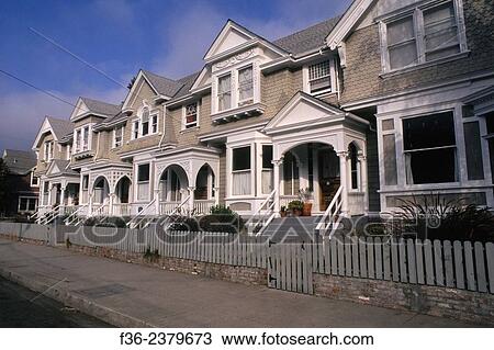 Row Houses (circa 1890? s) Santa Cruz, CALIFORNIA. View Large Photo Image Stock Image - Row Houses (circa 1890? s) Santa Cruz, CALIFORNIA.. Fotosearch