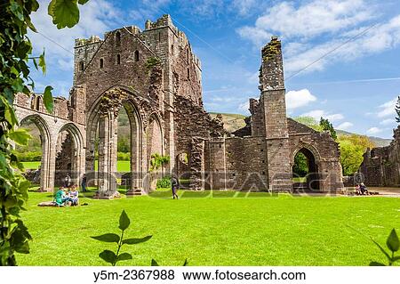 Stock Photo - Ruined chapel of Llanthony Priory, Vale of Ewyas, Black Mountains, Brecon Beacons National Park, Powys, mid-Wales, Wales, United Kingdom, Europe.. Fotosearch