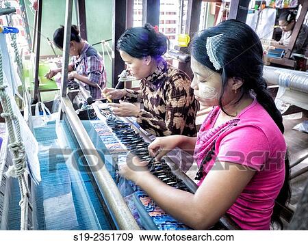 Silk Embroidery, Myanmar View Large Photo Image Stock Photo - Silk Embroidery, Myanmar. Fotosearch