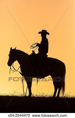 Single wrangler cowboy on horse at sunset, California, USA View Large Photo Image Stock Image - Single wrangler cowboy on horse at sunset, California, USA. Fotosearch