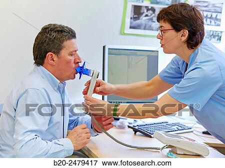 Stock Photo - Spirometry, Nursing room, Medical consultation, Ambulatory Lezo, Gipuzkoa, Basque Country, Spain. Fotosearch