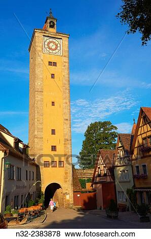 Spitaltor, Rothenburg ob der Tauber, Romantic Road, Romantische Strasse, Franconia, Bavaria, Germany, Europe. View Large Photo Image Stock Photo - Spitaltor, Rothenburg ob der Tauber, Romantic Road, Romantische Strasse, Franconia, Bavaria, Germany, Europe.. Fotosearch