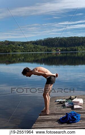 Summer cottage holiday brothers, J? mtland, Sweden early morning bath View Large Photo Image Picture - Summer cottage holiday brothers, J? mtland, Sweden early morning bath. Fotosearch
