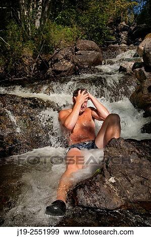 Summer cottage holiday brothers, J? mtland, Sweden waterfall bathing View Large Photo Image Stock Photo - Summer cottage holiday brothers, J? mtland, Sweden waterfall bathing. Fotosearch