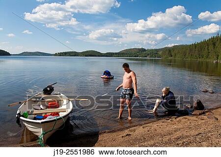 Summer cottage holiday J? mtland Sweden family bath, swimming, boat ride View Large Photo Image Stock Photograph - Summer cottage holiday J? mtland Sweden family bath, swimming, boat ride. Fotosearch
