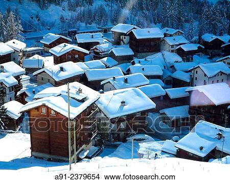 Switzerland, Valais, Val d? Herens, village of Evolene, overview on Les Hauderes. View Large Photo Image Picture - Switzerland, Valais, Val d? Herens, village of Evolene, overview on Les Hauderes.. Fotosearch