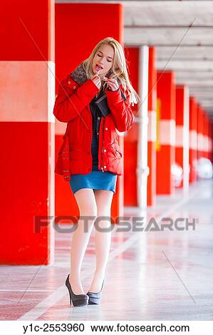 Stock Image - Teen girl ad-hoc make-up. Fotosearch