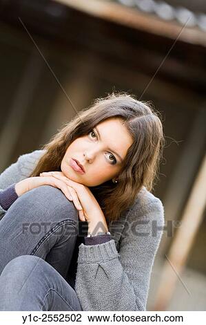 Teenager girl outdoors portrait sadness View Large Photo Image Stock Image - Teenager girl outdoors portrait sadness. Fotosearch