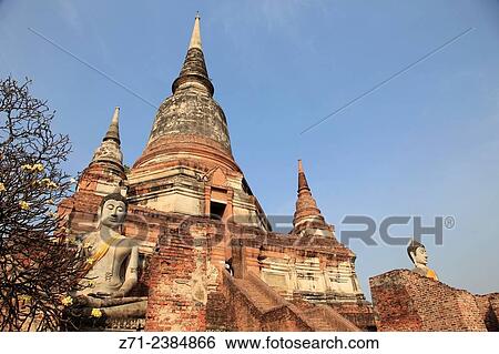 Thailand, Ayutthaya, Wat Yai Chai Mongkhon, buddhist temple. View Large Photo Image Stock Photograph - Thailand, Ayutthaya, Wat Yai Chai Mongkhon, buddhist temple.. Fotosearch