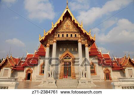 Thailand, Bangkok, Marble Temple, Wat Benchamabophit. View Large Photo Image Stock Image - Thailand, Bangkok, Marble Temple, Wat Benchamabophit.. Fotosearch