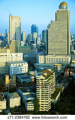 Thailand, Bangkok, skyline, general aerial view. View Large Photo Image Stock Image - Thailand, Bangkok, skyline, general aerial view.. Fotosearch