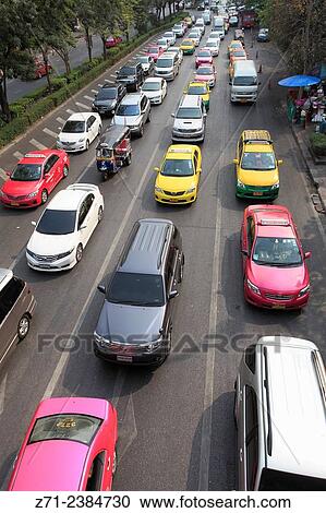 Stock Image - Thailand, Bangkok, traffic jam.. Fotosearch