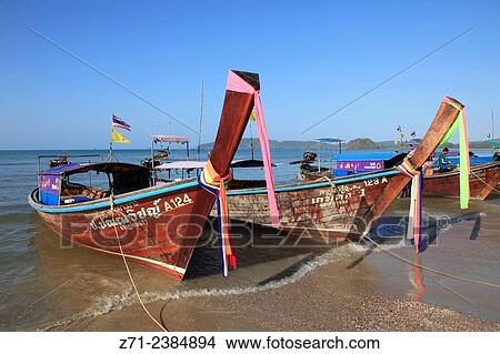 Thailand, Krabi, Ao Nang, Nopparat Thara Beach, boats. View Large Photo Image Picture - Thailand, Krabi, Ao Nang, Nopparat Thara Beach, boats.. Fotosearch
