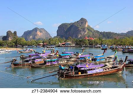 Thailand, Krabi, Ao Nang, Nopparat Thara Beach, boats. View Large Photo Image Picture - Thailand, Krabi, Ao Nang, Nopparat Thara Beach, boats.. Fotosearch