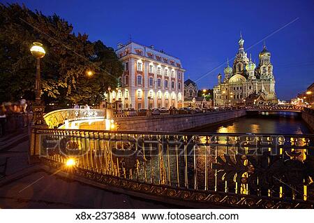 The Church of the Savior on Blood on the Griboedov Canal at dusk, Saint Petersburg, Russia. View Large Photo Image Picture - The Church of the Savior on Blood on the Griboedov Canal at dusk, Saint Petersburg, Russia.. Fotosearch