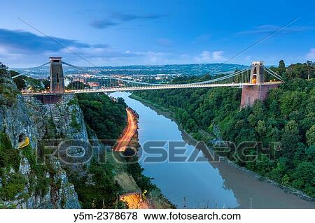 Stock Photo - The Clifton Suspension Bridge spanning the Avon River in Bristol, England, United Kingdom, Europe.. Fotosearch