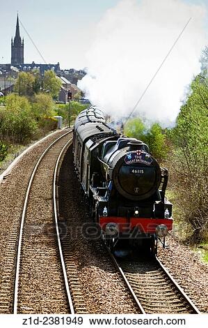 The Great Britain IV steam train excursion traveling through Montrose Angus Scotland. UK. View Large Photo Image Stock Photo - The Great Britain IV steam train excursion traveling through Montrose Angus Scotland. UK.. Fotosearch