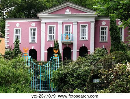 Stock Photo - The Unicorn building; Portmeirion, Wales, Europe.. Fotosearch