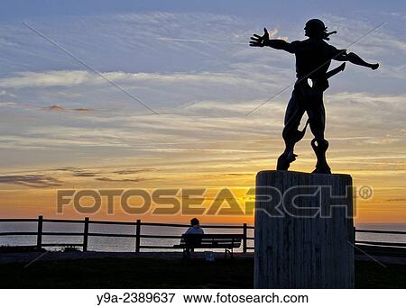 The wind by Jesus Gonzalez Vega sculpture, Playa de los Locos, Fools beach viewpoint, Suances, Cantabric Sea, Atlantic Ocean, Cantabria, Spain. View Large Photo Image Stock Photo - The wind by Jesus Gonzalez Vega sculpture, Playa de los Locos, Fools beach viewpoint, Suances, Cantabric Sea, Atlantic Ocean, Cantabria, Spain.. Fotosearch