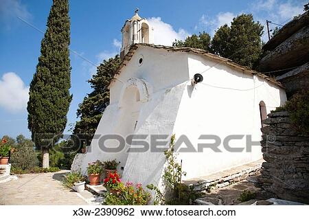 Stock Image - Theoktisti Monastery, Ikaria island, Aegean Sea, Greece, Europe.. Fotosearch