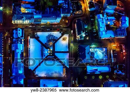 Stock Photography - Top view of the Parliament building, and others, Reykjavik, Iceland.. Fotosearch