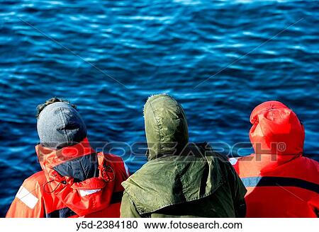 Stock Image - Touristic cruise on Atlantic Ocean, waters of Iceland, Arctic regions. Fotosearch