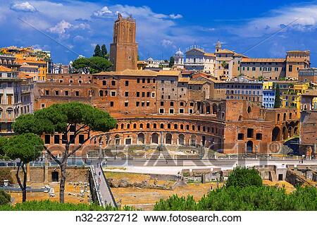 Stock Image - Trajan's Forum, Foro di traiano, Trajan's market, Roman Forum, Rome, Lazio, Italy, Europe.. Fotosearch