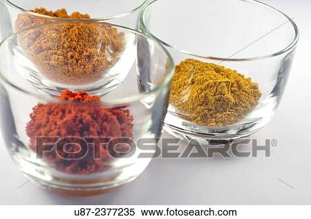 Stock Photography - Variety of Spices, Curry, Paprika, Coriander.. Fotosearch