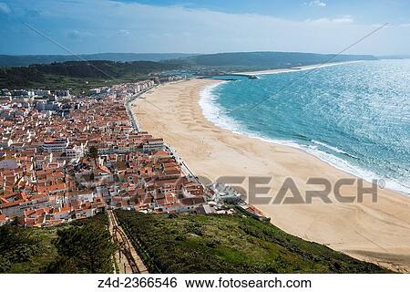 View of Praia from Sitio. Nazar?, Leiria District, Portugal, Europe. View Large Photo Image Stock Photograph - View of Praia from Sitio. Nazar?, Leiria District, Portugal, Europe.. Fotosearch