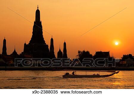 Wat Arun and Chao Phraya River, Bangkok, Thailand. View Large Photo Image Stock Photography - Wat Arun and Chao Phraya River, Bangkok, Thailand.. Fotosearch