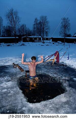Winter bath after the sauna, J? mtland Sweden. View Large Photo Image Stock Image - Winter bath after the sauna, J? mtland Sweden.. Fotosearch