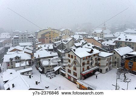 Stock Photograph - Winter snow in Chamonix, Franch Alps, France, Europe.. Fotosearch