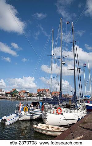 Yachts in Harbor; Volendam; Holland. View Large Photo Image Stock Photo - Yachts in Harbor; Volendam; Holland.. Fotosearch