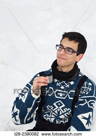 Young drinking tea at snow. View Large Photo Image Stock Image - Young drinking tea at snow.. Fotosearch