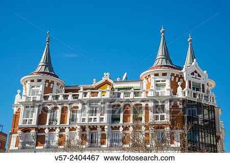 Art Nouveau building. Alfonso XII street, Madrid, Spain. View Large Photo Image Stock Photo - Art Nouveau building. Alfonso XII street, Madrid, Spain.. Fotosearch