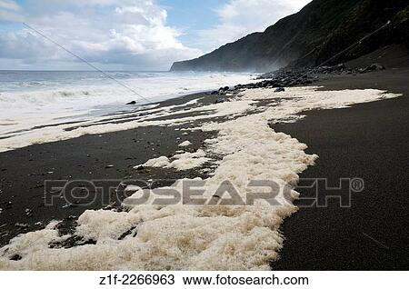Black sand beach on Faial island, Azores, Portugal. View Large Photo Image Stock Image - Black sand beach on Faial island, Azores, Portugal.. Fotosearch