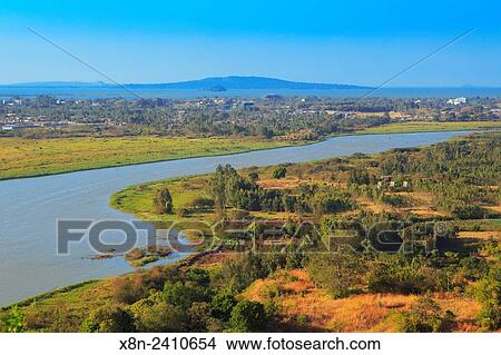 Picture - Blue Nile viewed from Bezavit mountain, Bahir Dar, Amhara region, Ethiopia.. Fotosearch