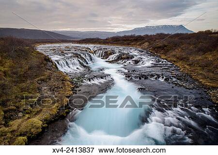 Bruarfoss waterfall. Iceland. View Large Photo Image Stock Photo - Bruarfoss waterfall. Iceland.. Fotosearch