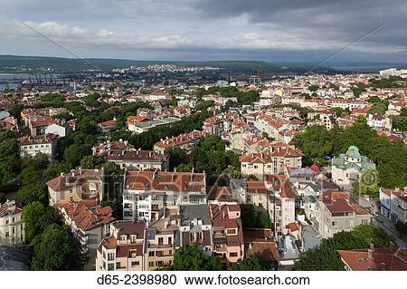 Bulgaria, Black Sea Coast, Varna, elevated city view, morning. View Large Photo Image Stock Image - Bulgaria, Black Sea Coast, Varna, elevated city view, morning.. Fotosearch